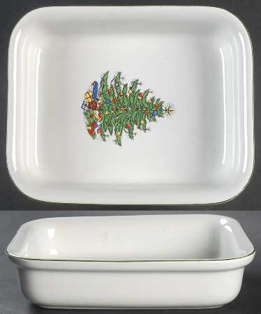 Christmas Tree (Narrow Green Band) 9" Rectangular Baker