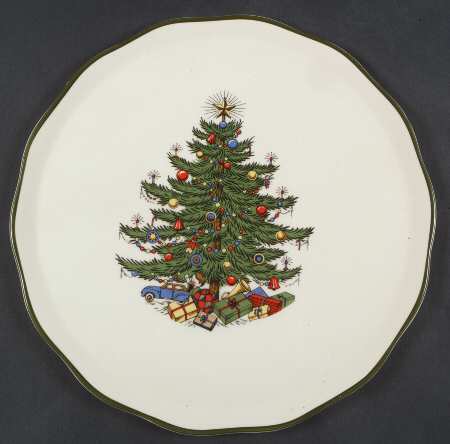 Christmas Tree (Narrow Green Band) Cake Plate
