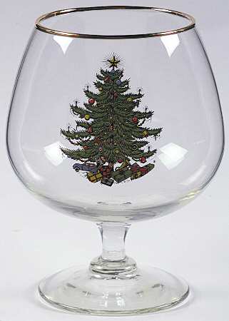Christmas Tree (Narrow Green Band) 24 Oz Glassware Brandy
