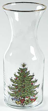 Christmas Tree (Narrow Green Band) 1/2 Liter Glassware Wine Carafe