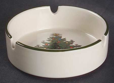 Christmas Tree (Narrow Green Band) 3 Slot Round Ashtray