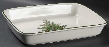 Christmas Tree (Narrow Green Band) 11" Rectangular Baker