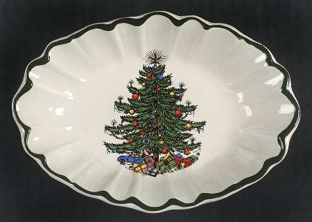 Christmas Tree (Narrow Green Band) Nut Dish