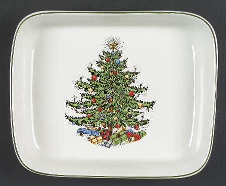 Christmas Tree (Narrow Green Band) 10" Rectangular Baker