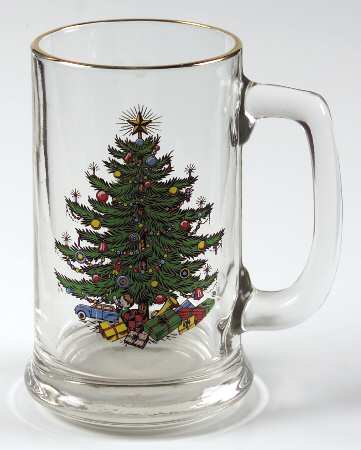Christmas Tree (Narrow Green Band) 12 Oz Glassware Tankard