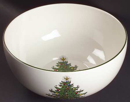 Christmas Tree (Narrow Green Band) 9" Salad Serving Bowl