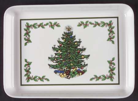 Christmas Tree (Narrow Green Band) 6" Rectangular Melamine Tray by Cuthbertson