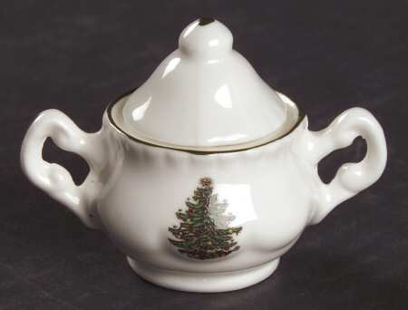 Christmas Tree (Narrow Green Band) Toy Sugar Bowl & Lid