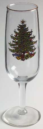 Christmas Tree (Narrow Green Band) Glassware Champagne Flute