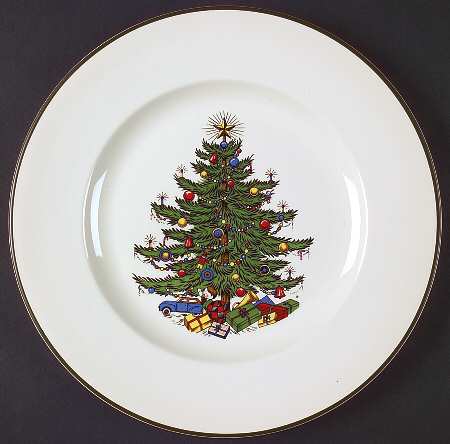 Christmas Tree (Narrow Green Band) Service Plate (Charger)