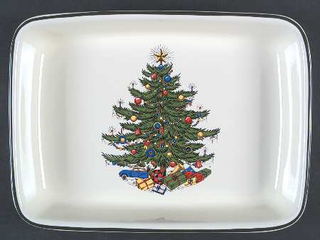 Christmas Tree (Narrow Green Band) 12" Rectangular Baker