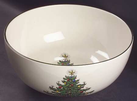 Christmas Tree (Narrow Green Band) Punch Bowl
