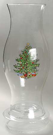 Christmas Tree (Narrow Green Band) Glassware Hurricane