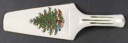Christmas Tree (Narrow Green Band) Solid Ceramic Pie/Cake Server