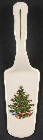 Christmas Tree (Narrow Green Band) Solid Ceramic Pie/Cake Server