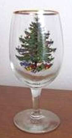 Christmas Tree (Narrow Green Band) 7 3/4 Oz Glassware Wine