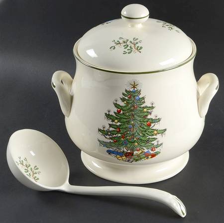 Christmas Tree (Narrow Green Band) Tureen & Lid w/Ladle