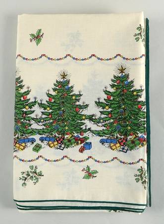 Christmas Tree (Narrow Green Band) 60" X 82" Rectangular Tablecloth