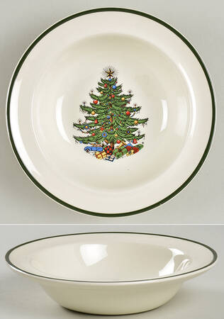 Christmas Tree (Wide Green Band) Rim Cereal Bowl