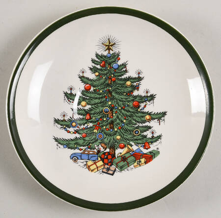 Christmas Tree (Wide Green Band) Saucer for Footed Cup