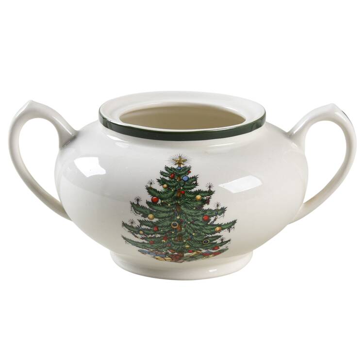 Christmas Tree (Wide Green Band) Sugar Bowl No Lid