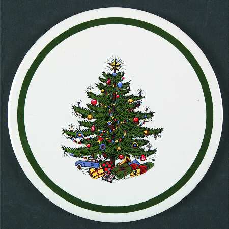 Christmas Tree (Wide Green Band) Round Cork Back Trivet
