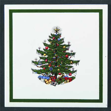 Christmas Tree (Wide Green Band) Square Cork Back Trivet