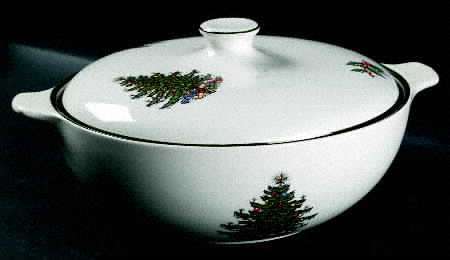 Christmas Tree (Wide Green Band) Round Covered Vegetable