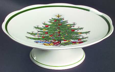 Christmas Tree (Wide Green Band) Round Compote (Height X Width)