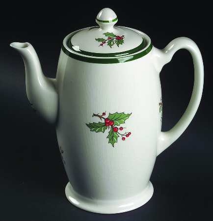 Christmas Tree (Wide Green Band) Coffee Pot & Lid