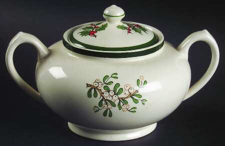 Christmas Tree (Wide Green Band) Sugar Bowl & Lid