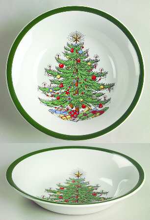 Christmas Tree (Wide Green Band) Fruit/Dessert (Sauce) Bowl