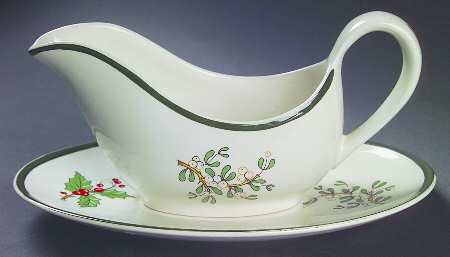 Christmas Tree (Wide Green Band) Gravy Boat & Underplate