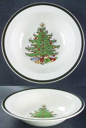 Christmas Tree (Wide Green Band) Rim Cereal Bowl