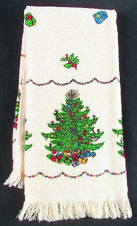 Christmas Tree (Wide Green Band) Cloth Dish Towel