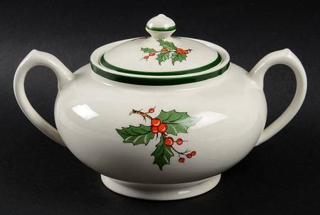 Christmas Tree (Wide Green Band) Sugar Bowl & Lid