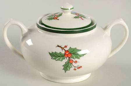 Christmas Tree (Wide Green Band) Sugar Bowl & Lid