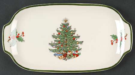 Christmas Tree (Wide Green Band) Hors d'Oeuvre Tray