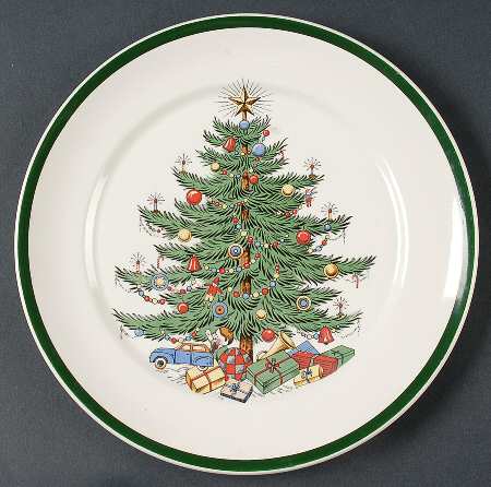 Christmas Tree (Wide Green Band) Luncheon Plate