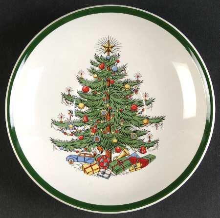 Christmas Tree (Wide Green Band) Saucer for Footed Cup