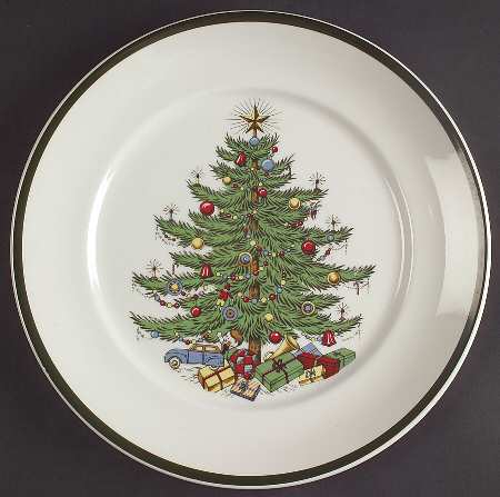 Christmas Tree (Wide Green Band) Dinner Plate