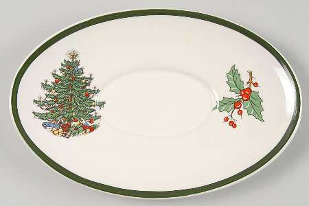 Christmas Tree (Wide Green Band) Underplate for Gravy Boat