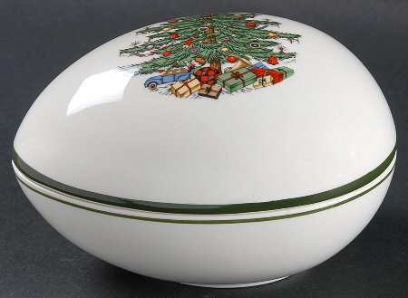 Christmas Tree (Wide Green Band) Small Egg Box & Lid