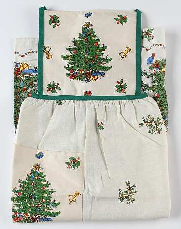 Christmas Tree (Wide Green Band) Cloth Kitchen Apron