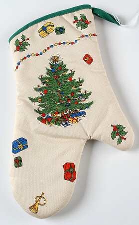 Christmas Tree (Wide Green Band) Cloth Oven Mitt