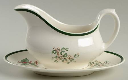 Christmas Tree (Wide Green Band) Gravy Boat & Underplate