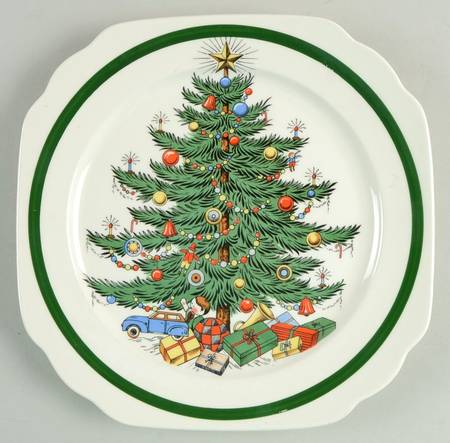 Christmas Tree (Wide Green Band) Square Salad Plate