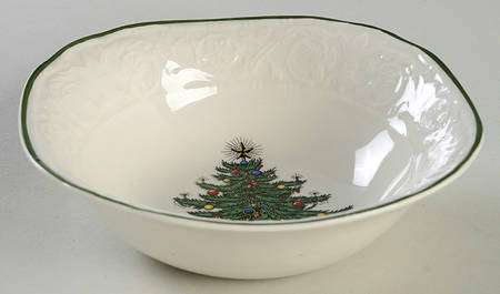 Dickens Embossed Christmas (Cream) Open Candy Dish