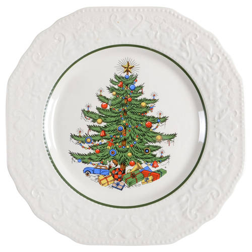 Dickens Embossed Christmas (Cream) Large Dinner Plate