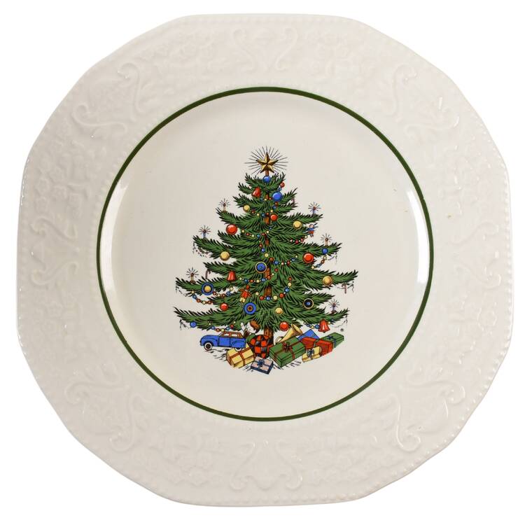 Dickens Embossed Christmas (Cream) Large Dinner Plate